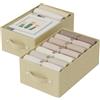 ENUMAIL Scatole di Stoccaggio Lavabile,41x25x16.5cm,Grigio e Beige,2 Pezzi | Scatole Portaoggetti Pieghevoli in Tessuto,Scatola con Supporto di Tavola PP per Ufficio,Contenitori senza Coperchio Lavabile