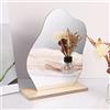 Specchio Da Tavolo Irregolare In Acrilico Con Base Legno - 23,6x19 Cm, Per Trucco E Decor - Foto 8