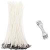 JCKD 100pcs stoppino di cotone bianco con 1pc 3 fori in metallo porta stoppino, set di stoppini per candele, stoppino durevole per il vostro fai da te candela Crafts (15 cm)