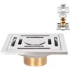 Colexy Quadrato Scarico, Anti-Odore Sifone per Pavimento in Acciaio Inossidabile, Scarico a Pavimento per Doccia Quadrato con Coperchio Rimovibile per Casa, Cucina, Garage e Seminterrato - 100x 100mm