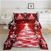 Loussiesd Set di biancheria da letto con inserto per albero di Natale, per bambini, ragazzi, ragazze, di lusso, chic, con fiocco di neve e stella, in microfibra, con piumone rosso, per letto 230x220cm