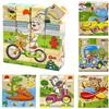 HaOrchid Puzzle di Legno, Puzzle Cubi Legno Bambini, Puzzle di Animale 3D Cube Giocattoli, Puzzle 6 in 1 con Trasporto di Animali, Giochi Puzzle Legno Educativi Montessori per Bambini 3 4 Anni, 12x12x3 cm
