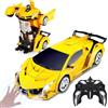 Yellcetoy Transform Macchina Telecomandata Giocattoli, Auto Robot con Gesti della Mano Sening Luce lampeggiante Musica ed Effetto Sonoro, 2,4G RC Cars con Batterie Regalo per Ragazzi 3-10 Anni Giallo