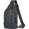 Geestock Borsa a tracolla per uomini e donne, borsa a tracolla in pelle PU, impermeabile, con porta di ricarica USB, zaino a tracolla leggero per viaggi, escursionismo, ciclismo, Grigio scuro, Small