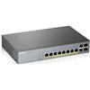 Zyxel Nebula Smart Switch 8-porte Gigabit gestito PoE+ con budget da 130 watt e 2 porte in rame Gigabit + 2 porte SFP con gestione su cloud Nebula, Long Range PoE Switch [GS1350-12HP]