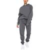 amropi Tuta da Donna Vello Foderato Pullover Felpa con Cappuccio e Pantaloni Jogging Tute Grigio, XL
