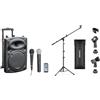 Ibiza - PORT10VHF-BT - Altoparlante portatile da 10/500W MAX con 2 microfoni & CAHAYA Asta a Giraffa per Microfono con 2 Diversi Clip Supporto per Microfono Treppiede
