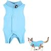 Amexo Tuta da Recupero per Gatti Tutina Post Operatoria per Cani Gatti Colletto Alternativo Anti-Leccato per Gattini Tutina Professionale per Ferite Addominali o Malattie per Animale (Blu, S)