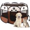 Duscdesp Recinto portatile per cani, recinto per cani per uso interno ed esterno, recinto impermeabile per cuccioli in tessuto Oxford, adatto a gatti, cani e conigli di piccole dimensioni (L-Brown)