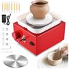 Kooeuru Tornio per Ceramica, Kooeuru Tornio per Argilla 2000 giri/min Velocità Regolabile con Piastre da 10/6,5 cm, Strumenti di Modellatura e Vasca Rimovibile, Tornio Ceramica per Bambini e Adulti, Rosso