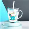 ITODA Tazza in vetro con misurino per bambini, a prova di perdite, 300 ml, trasparente, bicchiere da latte