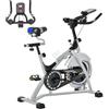 HOMCOM Cyclette Professionale da Camera con Monitor LCD e Volano 15kg, Sellino e Manubrio Regolabili, 124x50x105-111cm, Argento Nero