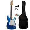 Rocktile Chitarra Elettrica Stratocaster Blu Metallizzato con Custodia Cavo Jack Plettri