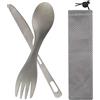 LIBAIDZ Set di Posate Portatili,1 Pezzi Titanium Forchetta da Campeggio Cucchiaio+ 1 Pezzi Portatile in Titanio Coltello,con Borsa,per Esterni,Picnic,Campeggio,Viaggio