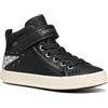 Geox J Kalispera Girl, Scarpe da Ginnastica, Black Dk Silver, 35 EU