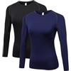 LNJLVI Maglietta Sportiva Donna a Maniche Lunghe Maglietta da Corsa Running Yoga Fitness Outdoor T-Shirt Sport Top Traspirante Leggera (Nero-Dark Blu,M)