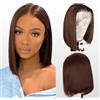 WENYAN Lace Front Bob Wig Human Hair 13X4 Lace Front Wig Straight Bob 14 Inch | 150% Density Brazilian Virgin Wig Human Hair Short Straight Bob Wigs Natural HD Transparent Lace Chocolate Brown