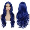 PORSMEER Parrucca lunga ondulata blu per donne anime cosplay Halloween costume parrucca di range club capelli sintetici ricci acconciatura costume carnevale festa a tema