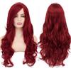 YEESHEDO 32 pollici 80 cm Parrucca riccia lunga per le donne, parrucca ondulata lunga con frangia laterale per costume da festa di Halloween Cosplay anime Rosso scuro