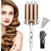Coriver 3 Tubi Piastra Arriccia Capelli, 22mm Piastra Capelli Onde Ferro Arricciacapelli con 4 Clips, Professionale Beach Waves Naturale Ondulatore per Acconciature Effetto Riccio e Ondulati