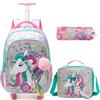 HTgroce Trolley Unicorno Zaino Scuola Elementare Bambina con Ruote - Zainetti Ragazza per Viaggio