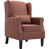 vidaXL Poltrona con Cuscino Artigianale Classica Design Elegante Seggiola Arredo Casa Telaio e Gambe in Legno Marrone in Tessuto