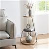 [en.casa] Tavolino da Divano (AxLxP) 74 x 46 x 37 cm Tavolino Basso con Telaio in Metallo e 3 Piani d'Appoggio - Effetto Noce/Marmo Nero