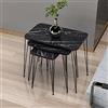 [en.casa] Set di 3 Tavolini Bassi da Divano - Tavolini Sovrapponibili in Dimensioni Diverse Gambe a Forcina in Metallo Piano Quadrato - Effetto Marmo Nero