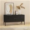 [en.casa] Armadietto in Acciaio Mobile Basso per Archivio con Scomparti Interni 2 Ante con Chiusura a Chiave Armadietto Multiuso per Ufficio Soggiorno 118 x 40 x 60 cm Nero