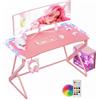 BEXEVUE Scrivania Gaming con LED - 100x60cm Tavolo Gamer Computer Ergonomica, Telaio Z Fibra di Carbonio Stabile Facile da Montare, Grande Postazione Desktop, Gancio Cuffie per Giocare Studiare Lavoro