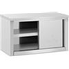 Royal Catering RCAT-90/40/50-C - Armadietto pensile 900 x 400 x 500 mm, capacità di carico per scomparto 60 kg, pensile per cucina, armadio da parete (acciaio inossidabile, 2 ante scorrevoli)