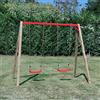 SavinOutdoor Altalena in Legno Deluxe con n.2 sedili Liberi per Bambini 3 Anni con STAFFE di Fissaggio Incluse