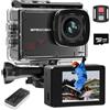Apexcam M80 Action Cam Con 64GB Scheda 4K 60FPS 48MP WIFI 40M Ultra HD Macchina Fotografica Subacquea Impermeabile Sport Camera 8X Zoom Pre-registrazione Wide Angle Con 2x1350 Batteria Kit Accessori