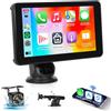Hodozzy Carplay Schermo per Auto con Wireless Carplay Android Auto, Autoradio 7 Pollici Touch Screen con Telecamera, Hodozzy Portatile Stereo Auto Display con Bluetooth, Superlink, OTA, Mirror link, FM Radio
