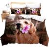 Loussiesd Golden Retriever - Set copripiumino singolo animali a tema 3D, divertente federa per cane con 1 federa per cuscino, con chiusura a fiori in morbida microfibra