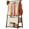 EMHKNLD Appendiabiti da Terra in Legno,Stand Appendiabiti Legno salvaspazio, con Ganci Rimovibili, per Vestiti,Cappelli,Borse e Scatola per Scarpe, Naturale 116X40X159cm (2 Ganci)