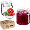 KADAX Piccoli vasetti per conserve da 200 ml, fi66 mm, mini vasetti per miele e spezie, vasetti ermetici, vasetti per conserve, barattoli, vasetti per conserve, vasetti rotondi (fragole, 10 pezzi)