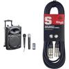 Ibiza - PORT10VHF-BT - Altoparlante portatile da 10/500W MAX con 2 microfoni & Stagg Cavo da microfono a mixer SMC6 da 6 metri XLR (m) -XLR (f), nero