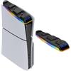 AARONMEI Stazione di ricarica per controller PS5 con luce RGB, caricatore doppio controller PS5 per PS5 Slim Digital e Disc Edition, con supporto per cuffie e cavo di ricarica rapida (nero)