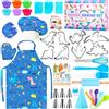 BEYAOBN 46 Pezzi Set da Cucina per Bambini, bluUnicorno Set di Chef Gioco di Utensili Bambini da Accessori, Compreso Grembiule, Cappello da Chef, Guanti, Giocattolo Regali per Bambina 3-12 Anni