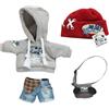 niannyyhouse 1/12 BJD OB11 Vestiti Bambola Cappello Felpe con Cappuccio Pantaloncini Denim Zaino Cucciolo Vestito Bambola Dressup (Grigio)