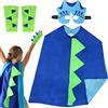 Sprinlot Mantello Dinosauro Bambino,Costumi Carnevale Drago,Mantello con Maschera Polsino Dinosauro,Costume Dinosauro Cosplay,Vestito da Dinosauro Ragazzi (Blu)