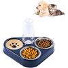 Kakbrt Ciotola per Gatti,3 in 1 Doppio Ciotole per Animali Domestici Acciaio Inossidabile,Alimentatore con Distributore Automatico di Acqua,per Gatti Cuccioli Cani di Piccola Taglia (Blu)