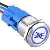 ETOPARS Acciaio Inossidabile 19mm Interruttore a Pulsante 12V 5A Interruttore a Levetta per Auto Impermeabile Metallo Interruttore a Bilanciere con Filo Blu Luce Cuneo