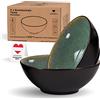 Urban Lifestyle Set di ciotole per ramen in ceramica, 2 pezzi, 20 cm, 900-1000 ml, ciotola per zuppa, insalatiera, ciotola per pho, ciotola per ramen, ciotola per cereali, con piccoli difetti di smalto (Verde)