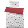 MUSOLEI Copripiumino natalizio singolo bambini 2 Pezzi Copripiumino 135x200 cm con 1 Federa 50x80cm Poliestere Natale decorazioni casa Rosso e Bianco Regalo Natale per bambini Completo letto natale
