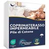 SLEEPZEN Coprimaterasso 200 x 200 Impermeabile - Traversa Certificata Oeko-TEX® - Superficie in Pile di Cotone al 100% - Membrana Protettiva in Poliuretano, Antibatterico, Antiacaro