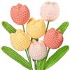 DEMIUKO 6 Pezzi Uncinetto Tulipano Pastello Artificiale Fiori Finti Finito Uncinetto Crochet Fiori Set Uncinetto Piante Finti Bouquet Fiori Regalo per Gli Amici Famiglia Ufficio Vaso Decorativo