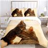 HSGLGNA Set di biancheria da letto con gatto, 135 x 200 cm, 3D, in microfibra, con chiusura lampo, 100% cotone, con copripiumino e federa (gatto 7, 135 x 200 cm)