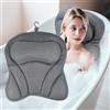 Chiluxendo Cuscino Vasca da Bagno, Spa Tappeto per Vasca da Bagno con Cuscino Antiscivolo Ventose, Imbottitura per Vasca da Bagno, Poggiatesta Cervicale con Tecnologia 4D Air Mesh e 6 Ventose (Grigio)